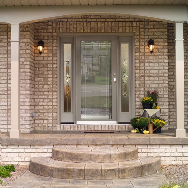 ProVia Decorator full-view storm door in Sandstone