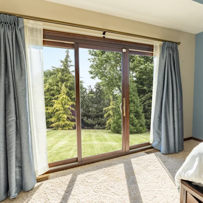 ProVia Aeris sliding patio door in American Cherry